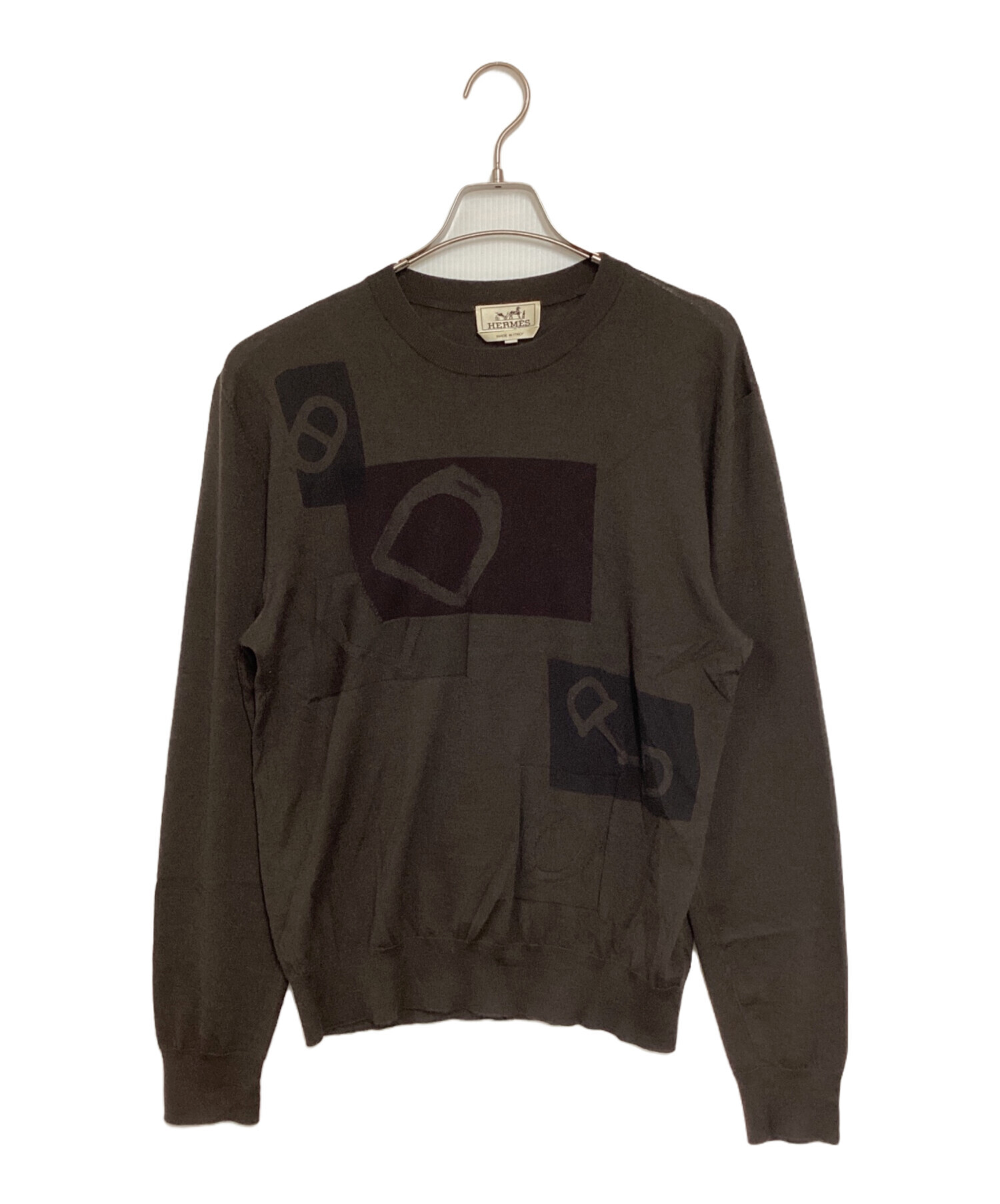 中古・古着通販】HERMES (エルメス) シルク混カシミヤニット カーキ