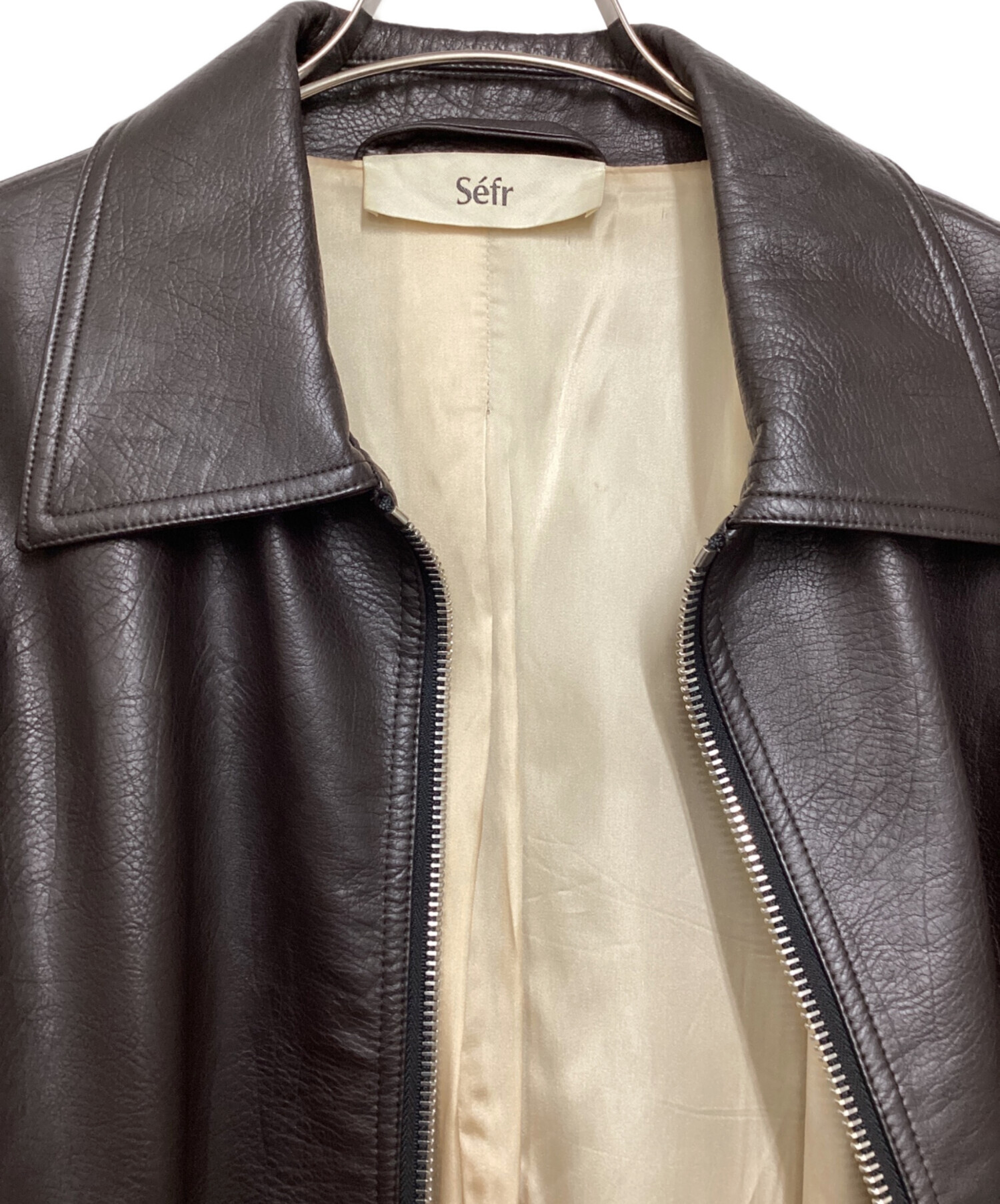 中古・古着通販】Sefr (セファ) フェイクレザージャケット ブラウン