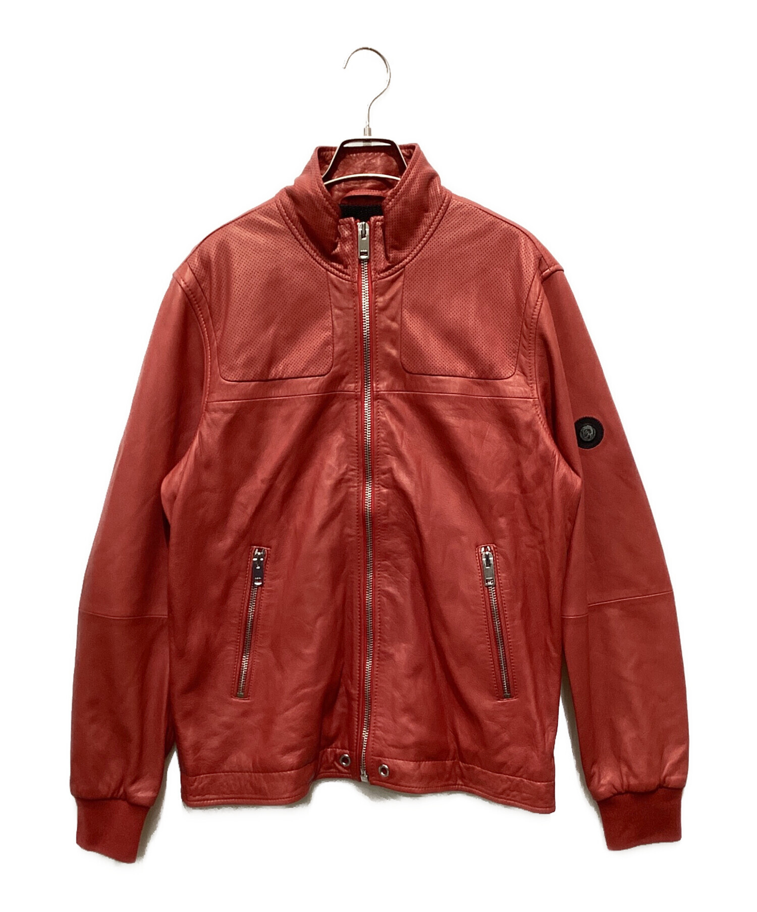 中古・古着通販】DIESEL (ディーゼル) ラムレザージャケット レッド