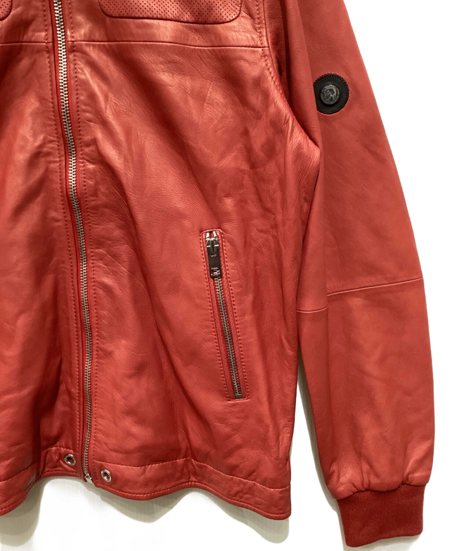 中古・古着通販】DIESEL (ディーゼル) ラムレザージャケット レッド