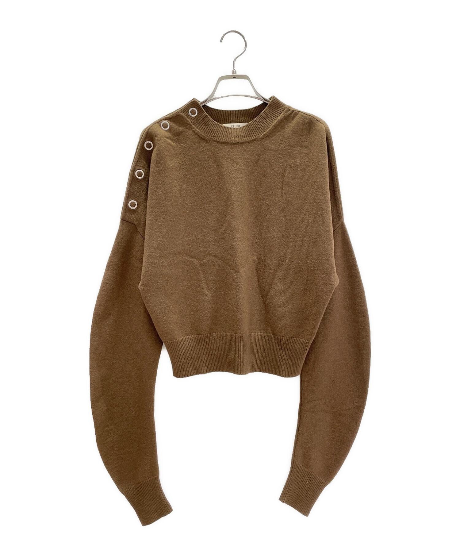 中古・古着通販】CELINE (セリーヌ) 肩ボタンカシミヤニット ブラウン