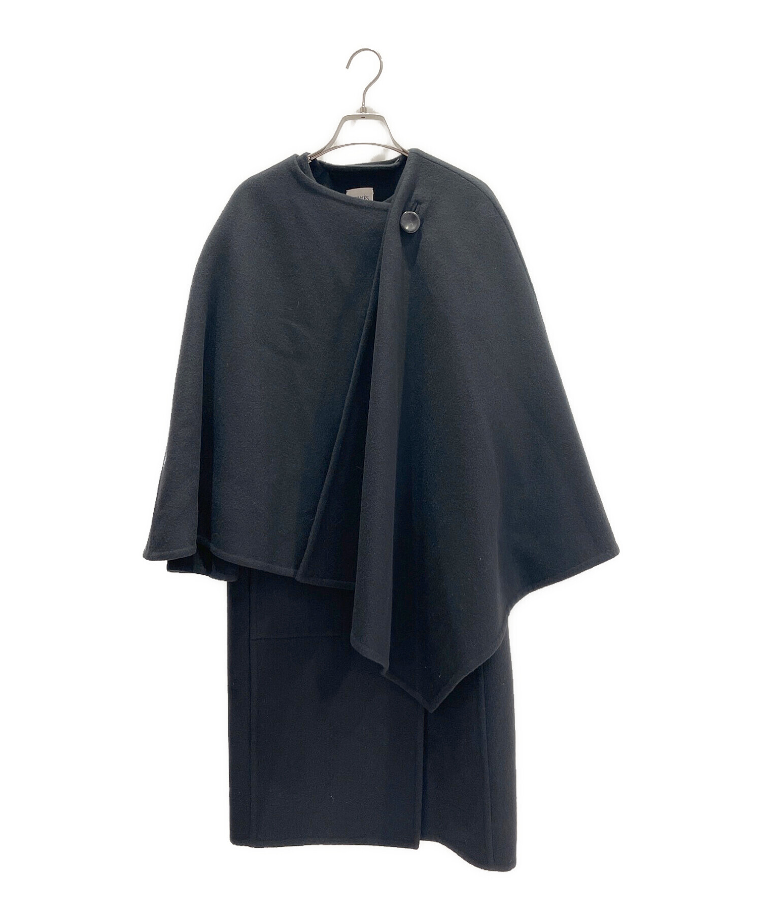 中古・古着通販】HERMES (エルメス) ケープ付カシミヤノーカラーコート