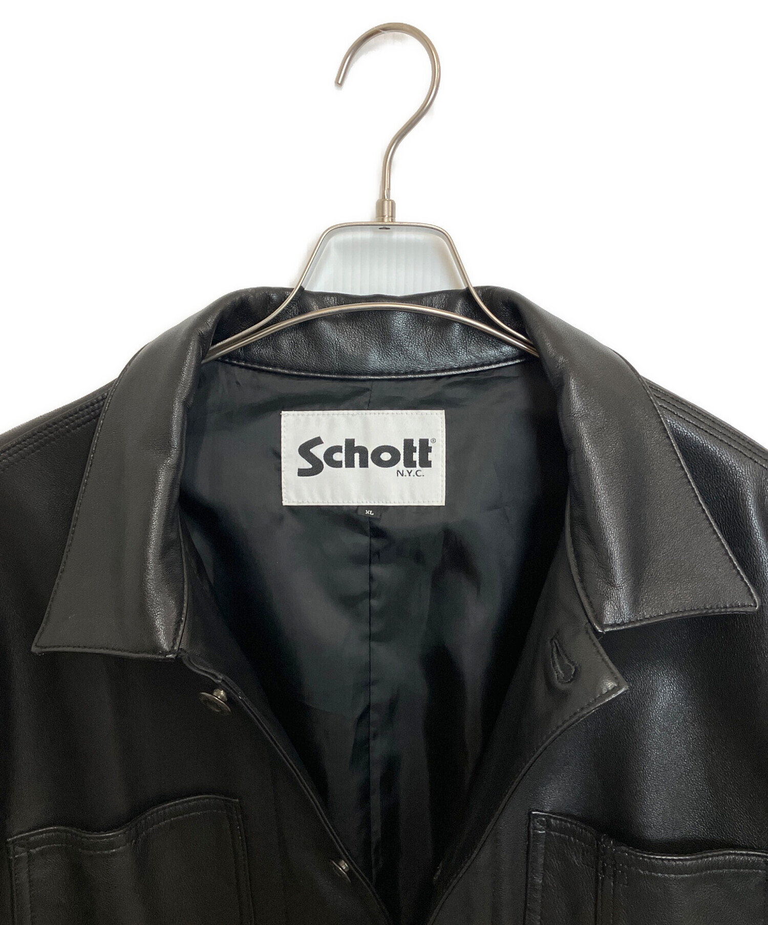 中古・古着通販】Schott (ショット) ラムレザー カバーオール ブラック