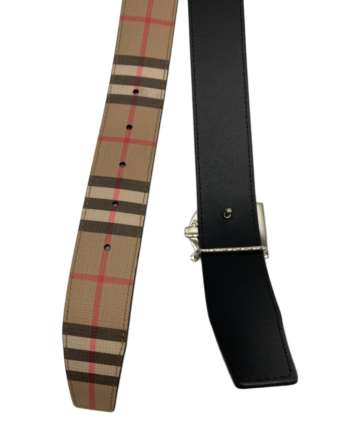 中古】Burberry バーバリー チェック柄 レザーベルト 楽天市場