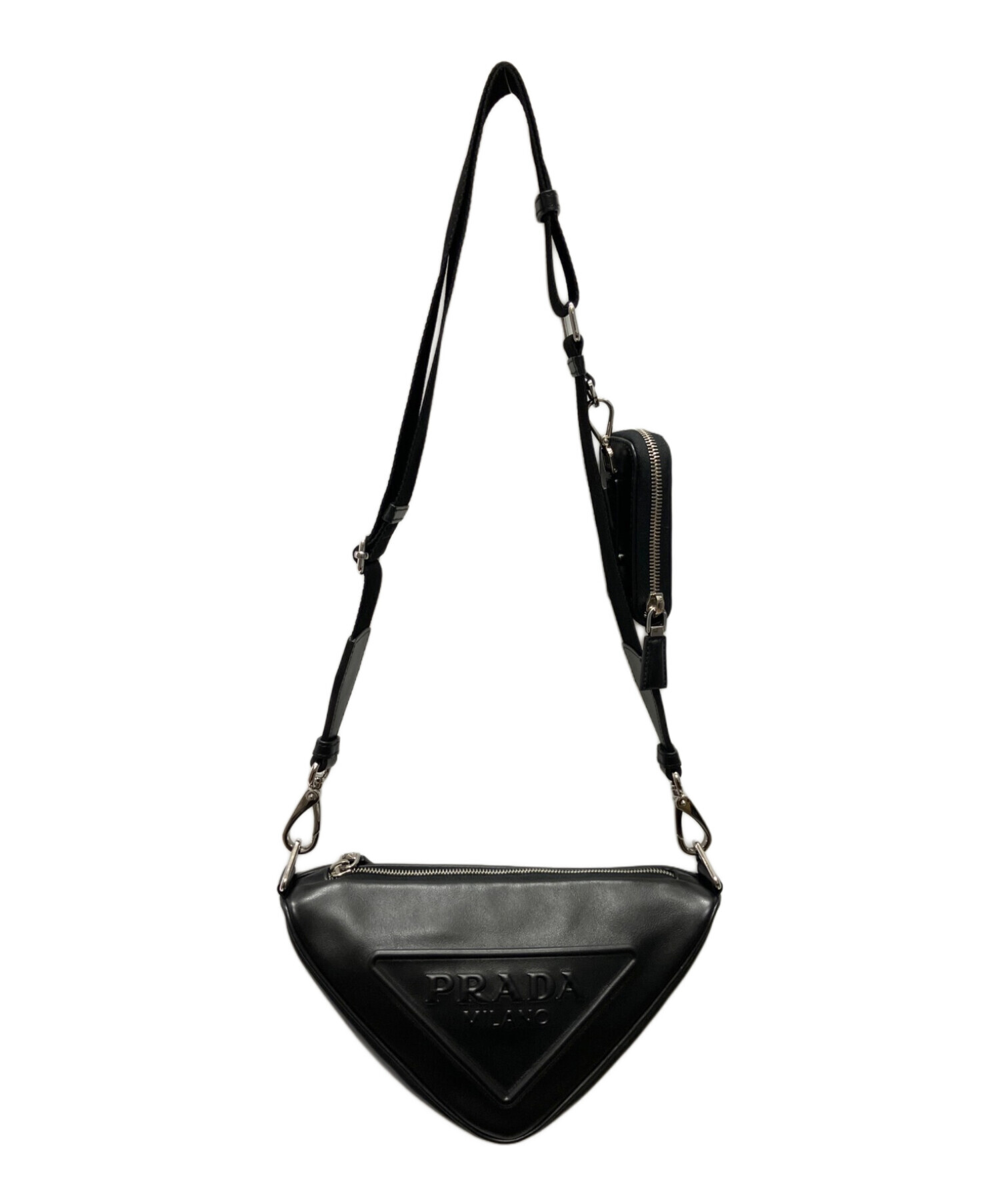 中古・古着通販】PRADA (プラダ) トライアングル エンボスロゴ レザー