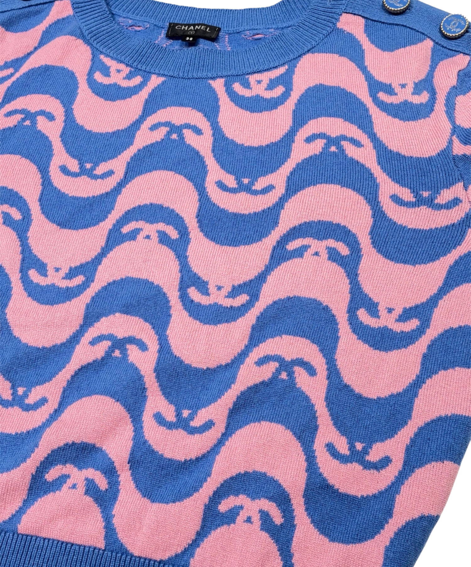 中古・古着通販】CHANEL (シャネル) カシミヤココボタンバイカラー