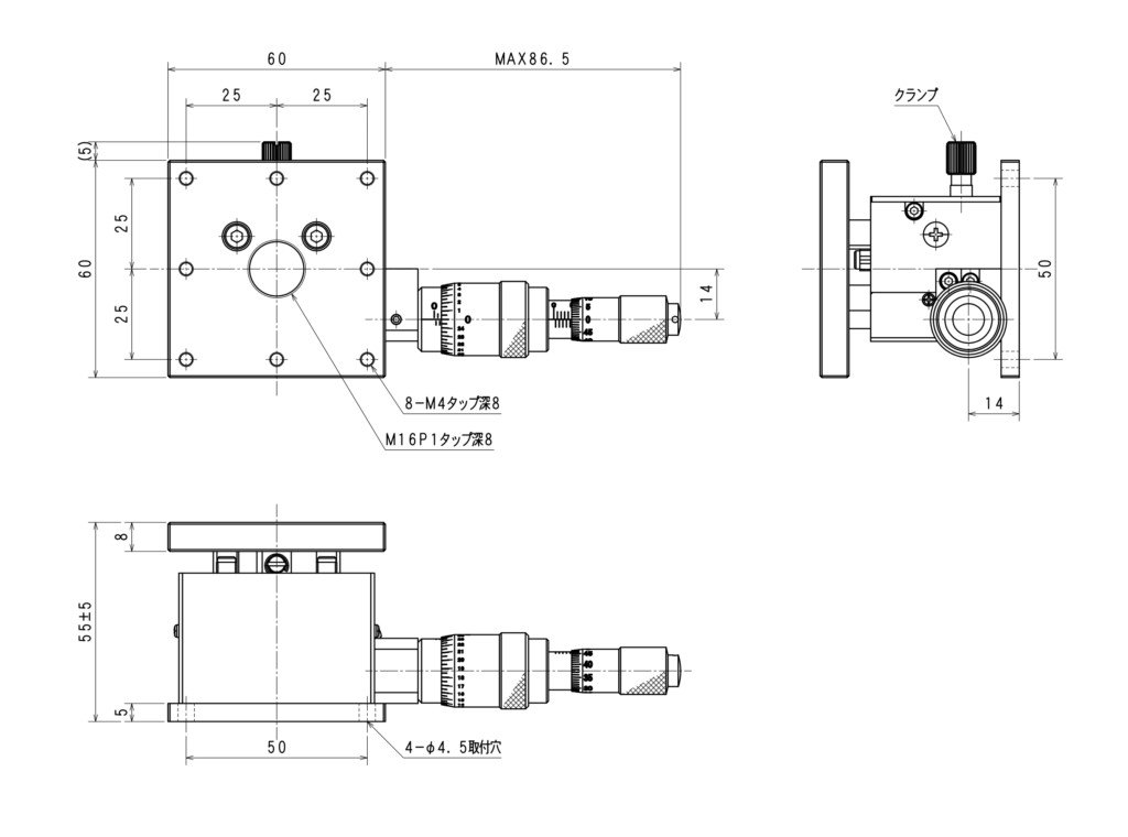 Z軸フラットアルミステージ ZA-60MD | 03 Z軸ステージ | 光学機器の