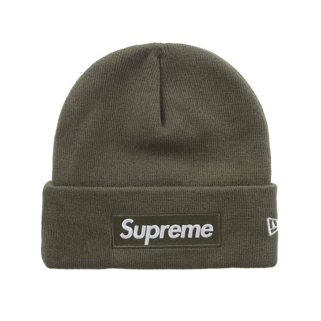 Supreme New Era Box Logo Beanie (FW25) Light Olive — United Kicks