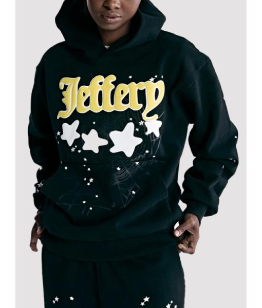 Jeffery Spider Black Hoodie | Sp5der Jeffery Pullover Hoodie