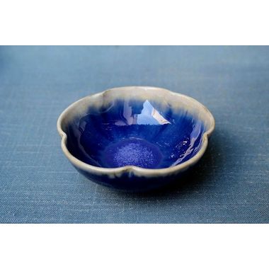 丹波焼 市野秀作（省三窯） 作 ルリ釉輪花小鉢 うつわ家膳｜人気作家
