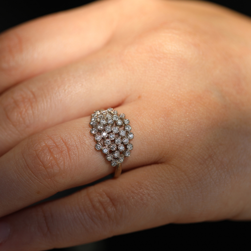 Noguchi Bijoux | White Diamond Large Cluster 14k White Gold Ring