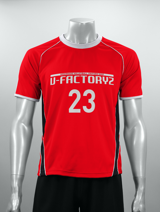 縫製セミオーダー08＋チーム名・胸番号・背番号プリント 赤／黒／白
