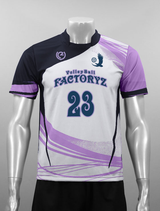 昇華デザイン03幾何学ライン プリントB 紫｜バレーボールユニフォーム