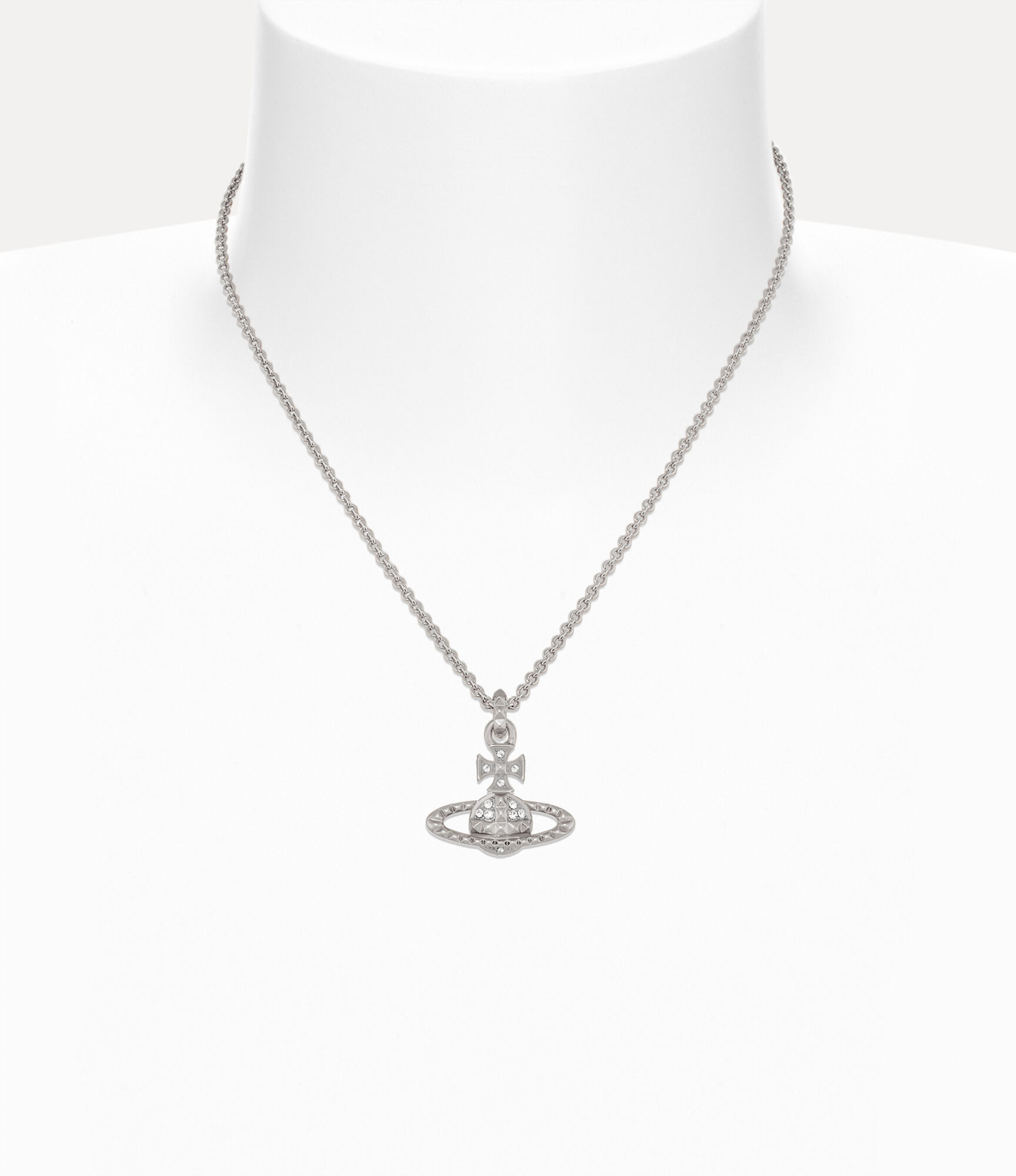 Mayfair Bas Relief Pendant Necklace in RHODIUM-CRYSTAL-Crystal