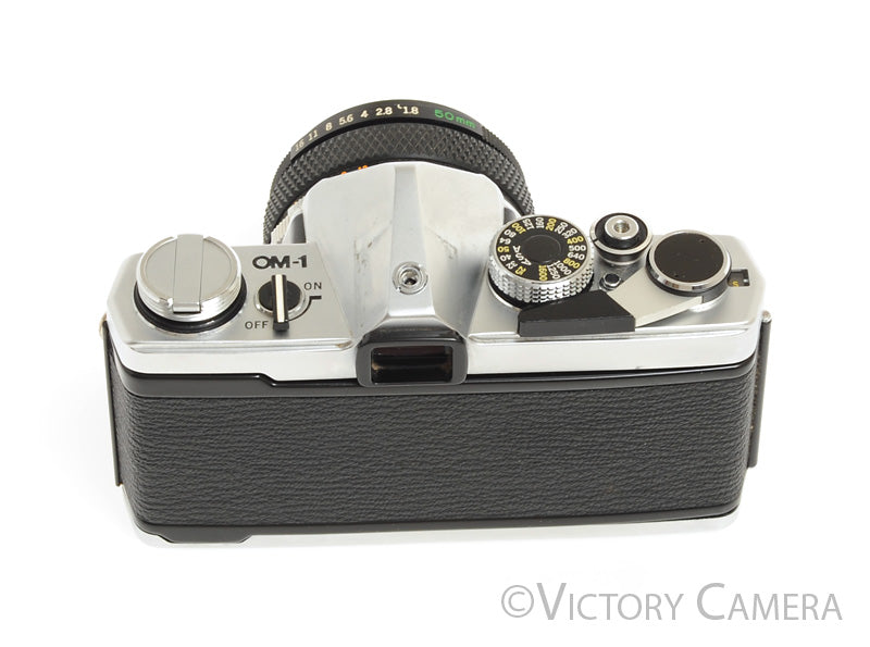 Olympus OM-1 MD Chrome Film Camera Body w/ 50mm f1.8 Lens -New Seals-