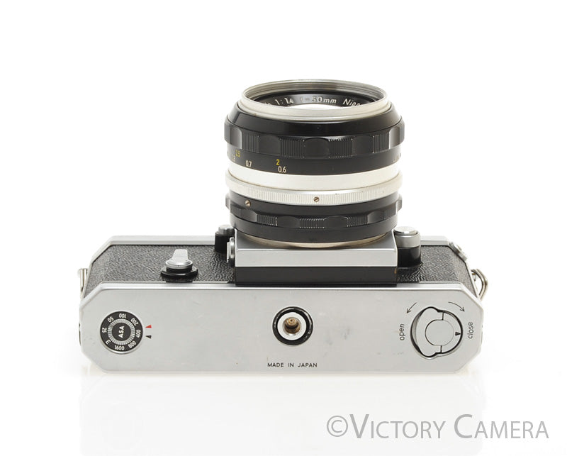 Nikon F Chrome 35mm SLR Camera w/ 50mm f1.4 Lens, Eye Level Finder [EX