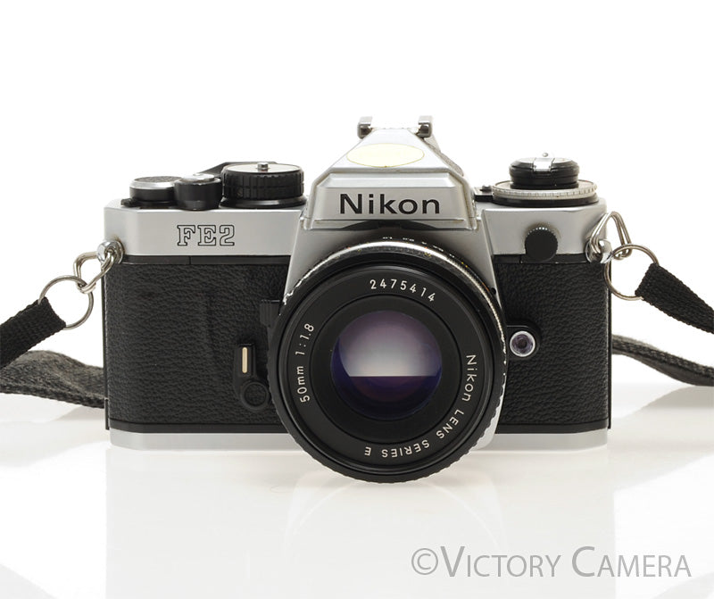 Nikon FE-2 FE2 Chrome 35mm Camera with 50mm f1.8 AI-s Lens [EXC+]