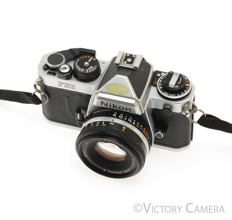 Nikon FE-2 FE2 Chrome 35mm Camera with 50mm f1.8 AI-s Lens [EXC+]