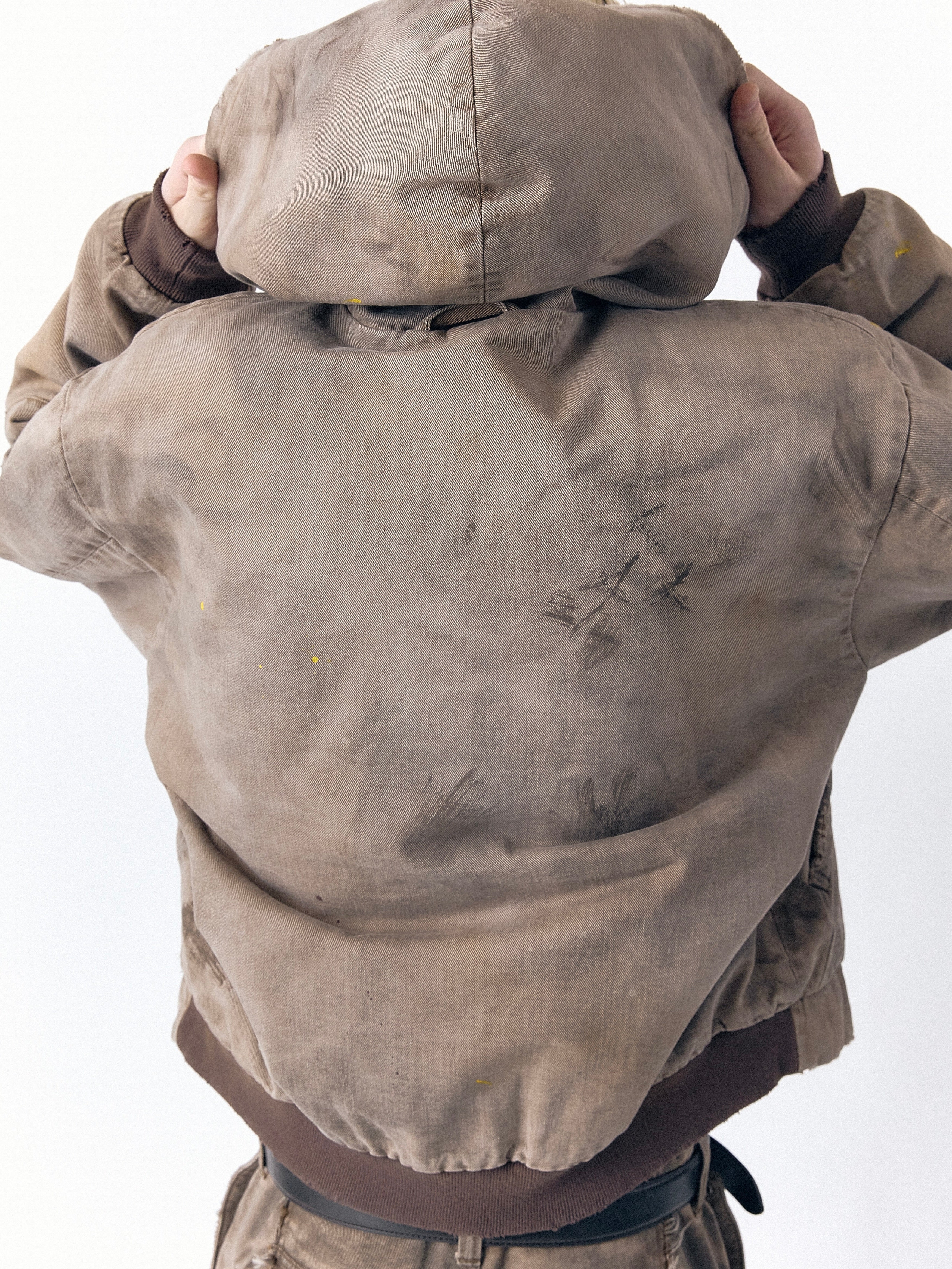 BECK DESTROYED HOODED BOMBER IN BRUSHED COTTON – VUJA DÉ