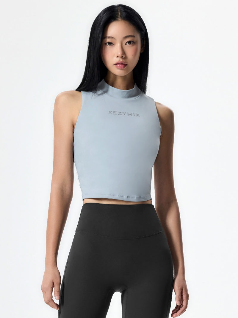 モックネック ロゴポイント クロップド丈 ブラトップ