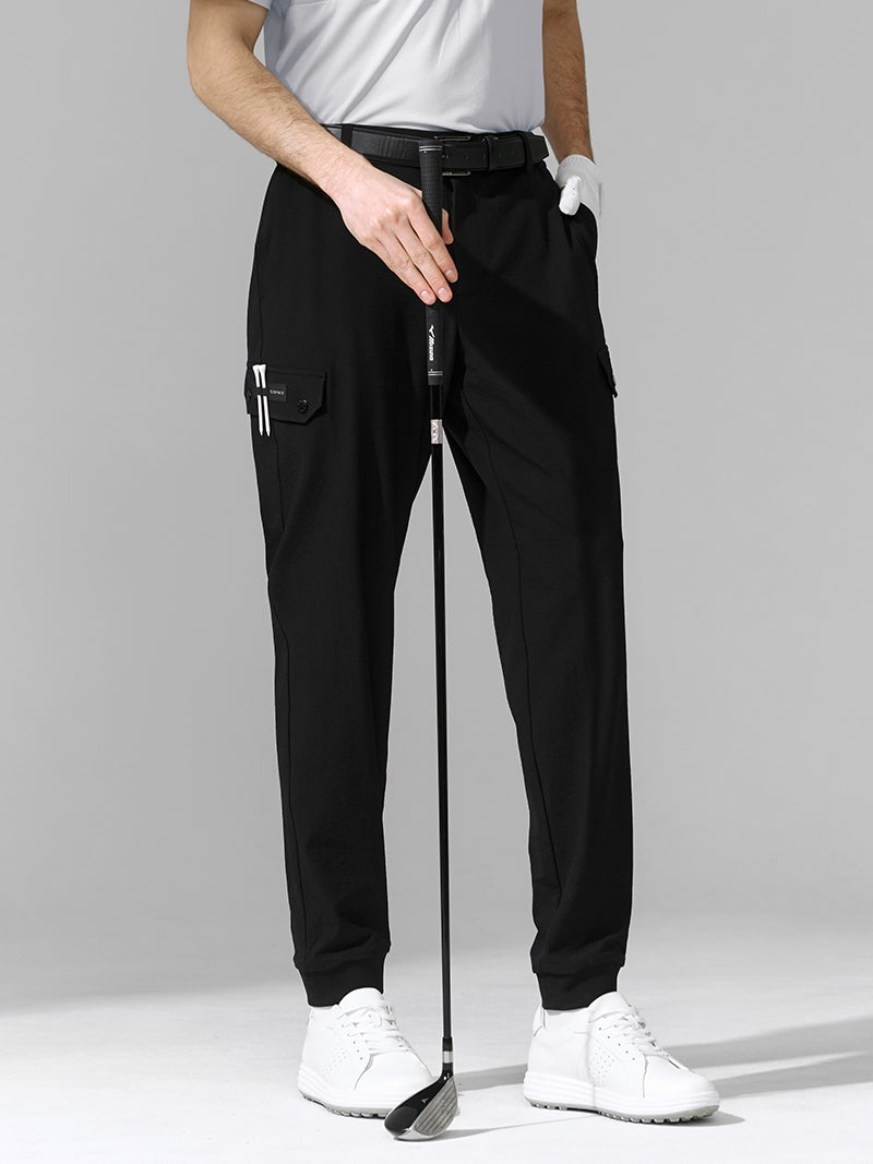 シアサッカー ストレッチ カーゴ風 ジョガーパンツ