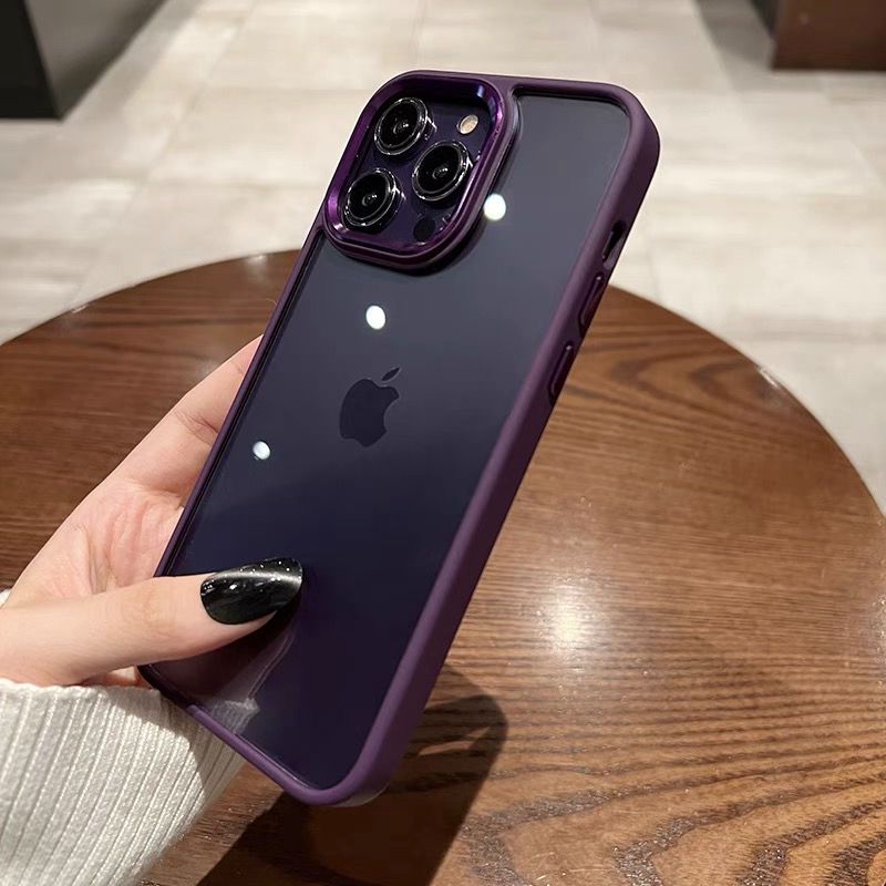 透明 iphone14pro/14promax ディープパープルに合うケース メタリック