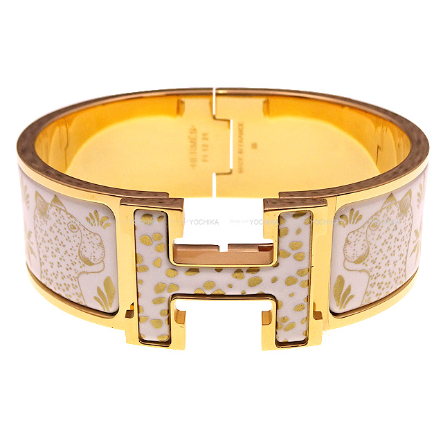 HERMES エルメス ブレスレット クリック クラック H PM レオパード 白