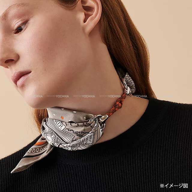 HERMES エルメス スカーフリング90 モールトレッセ ゴールド/オレンジ