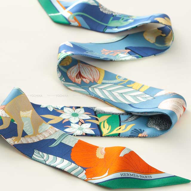 HERMES エルメス スカーフ ツイリー プレシャス パラダイス ブルー