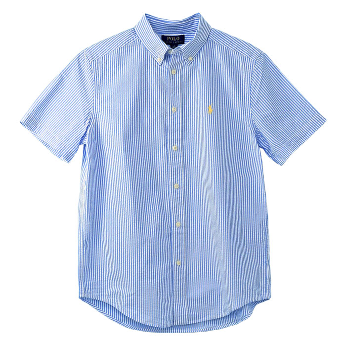 POLO ラルフローレンサッカー地ストライプシャツ送料無料 半袖