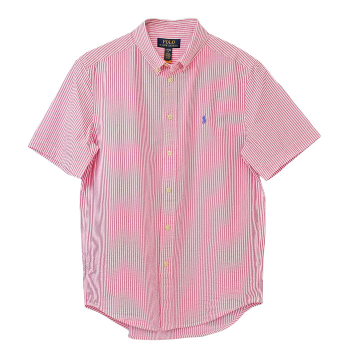 POLO ラルフローレンサッカー地ストライプシャツ送料無料 半袖