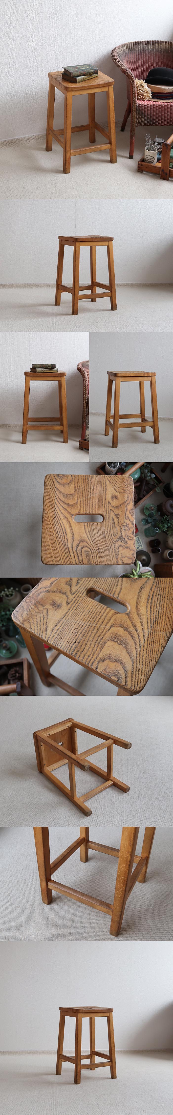 イギリス ヴィンテージ ウッドスツール/家具/木製椅子/店舗什器