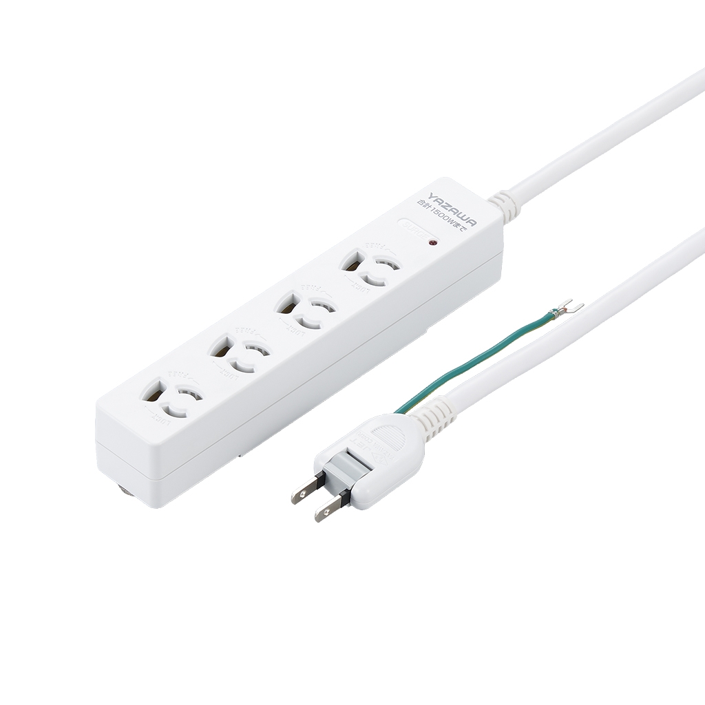 雷サージ付延長コード・タップ4個口3m白｜YAZAWA CORPORATION