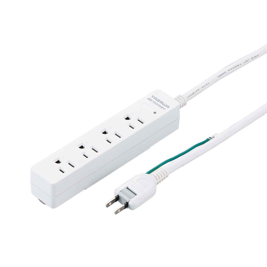 ノイズフィルター集中SW付3個口1m白｜YAZAWA CORPORATION