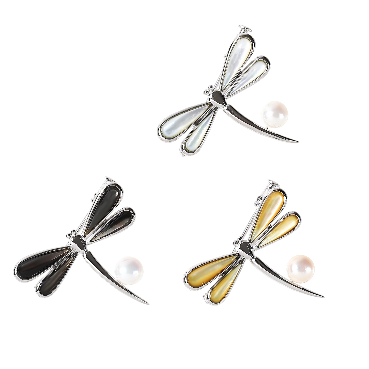 湖水真珠 とんぼブローチ【Silver】