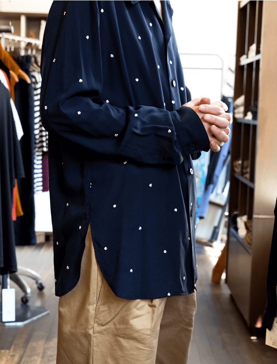NICENESS MULTI-COLOR OMBRE OPEN COLLAR JACKET SHIRT “THOM” | 大阪