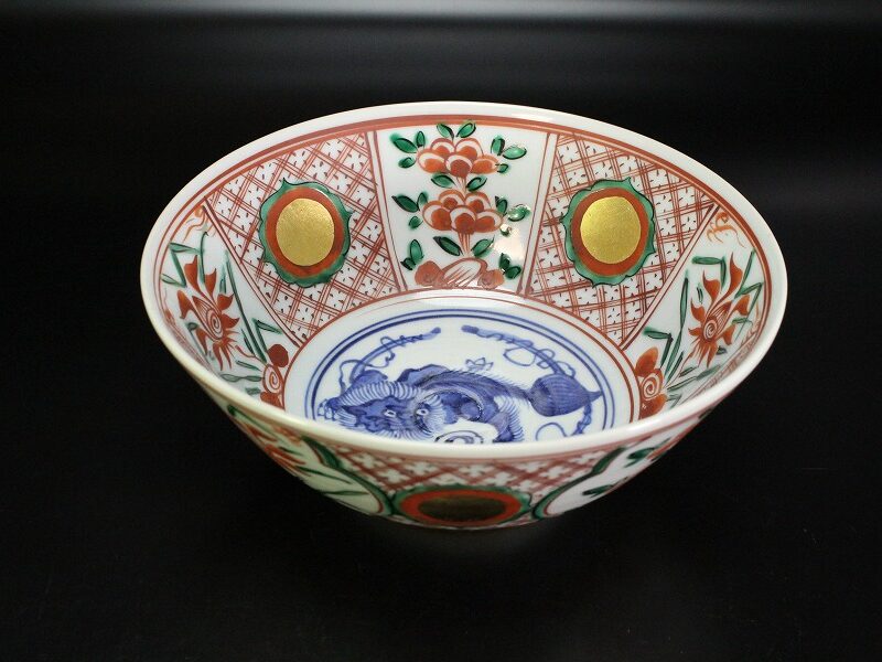 茶道具 三浦竹泉造 唐物写 呉須赤絵碗 菓子鉢 在銘 共箱(MF599) | 京都