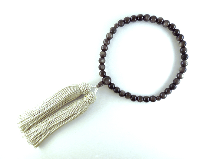 シルバーシーン7mm片手数珠灰白二五房共仕立 お数珠の安田念珠店へ
