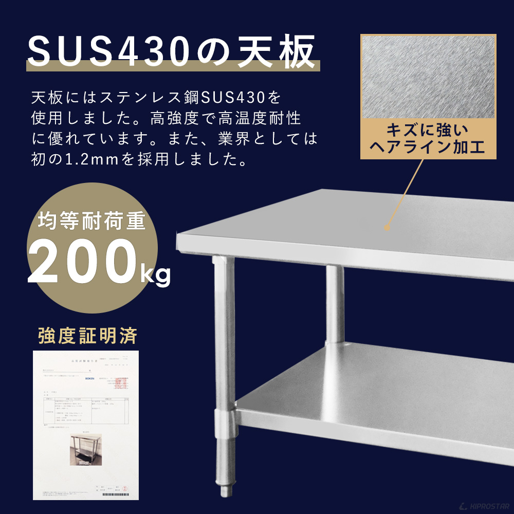 ステンレス コンロ台 業務用 調理台 750×600×650 板厚1.2mmモデル