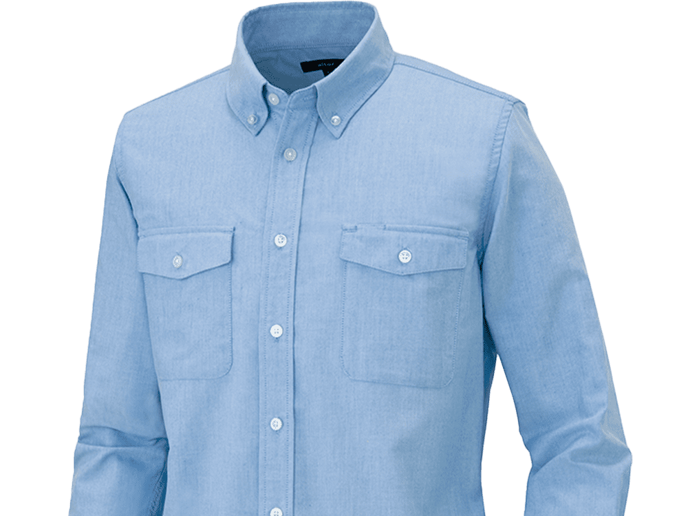 メンズ長袖オックスボタンダウンシャツメンズ(両ポケットフラップ付)の