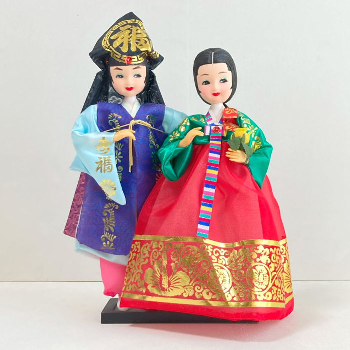 韓国民芸品 韓服人形〈ペアセット〉 伝統衣装の置物 お土産 結婚祝い