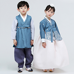 チマチョゴリセットdイソル・青(身長79～82cm 1号サイズ) セット 夢