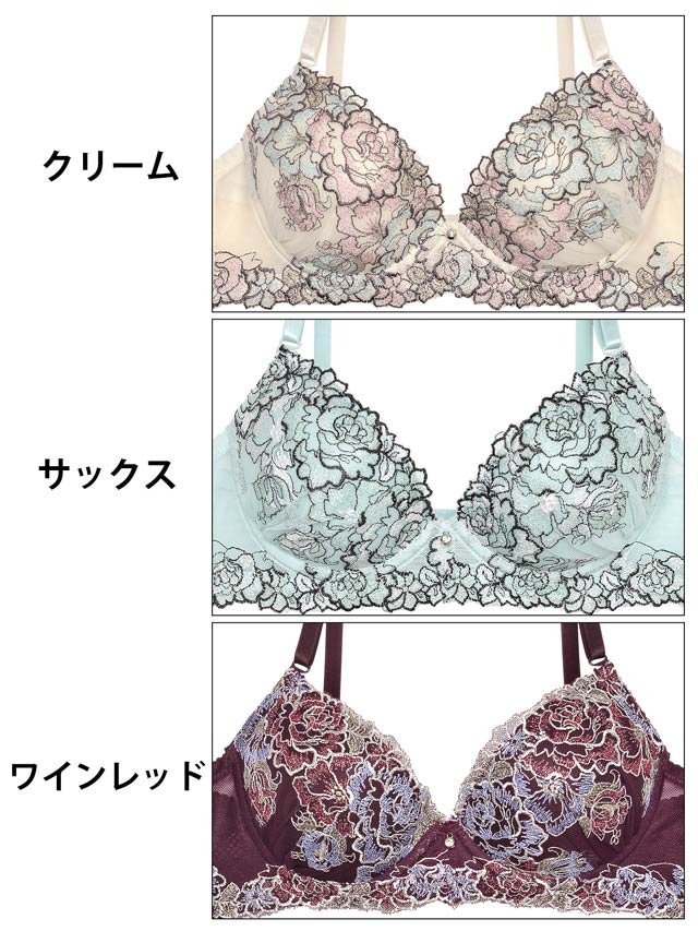 EFサイズ】トゥインクルフラワーガーデンブラジャー&バック透けフル