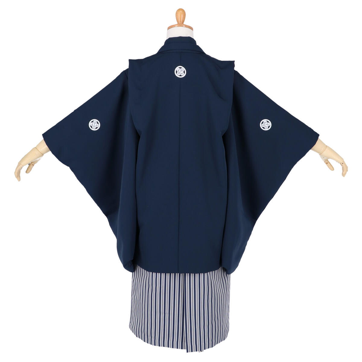 男児袴：BY056 【五歳】紺紋付×紺鼠縞 七五三男児袴レンタルセット