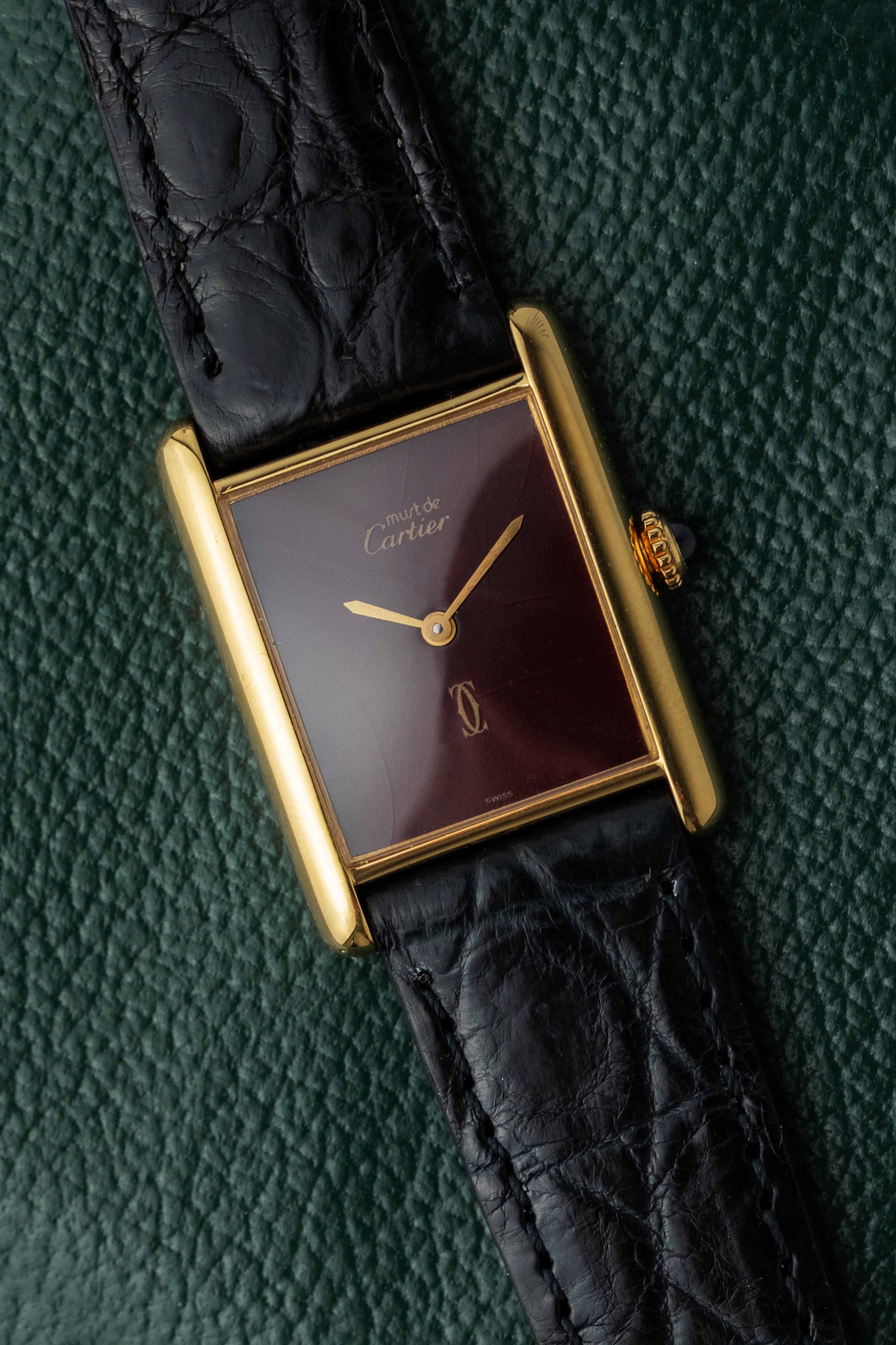 Cartier Tank Must De Cartier 'Burgundy' Dial 1970's | Vintage