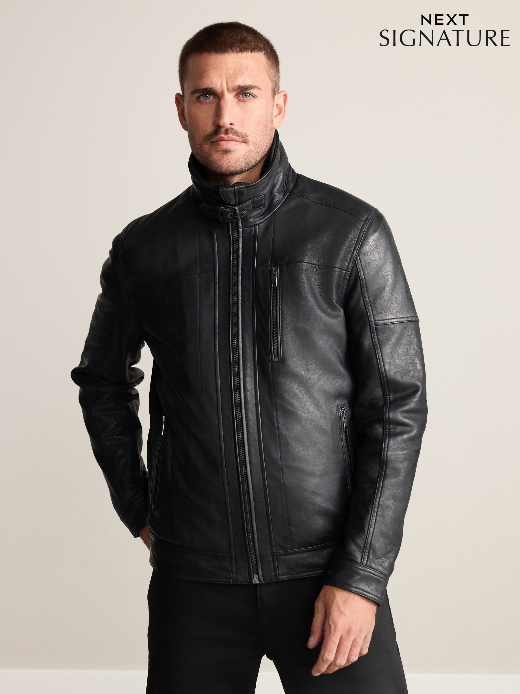 Buy Men's Jackets Big Leather Online | Next Romania