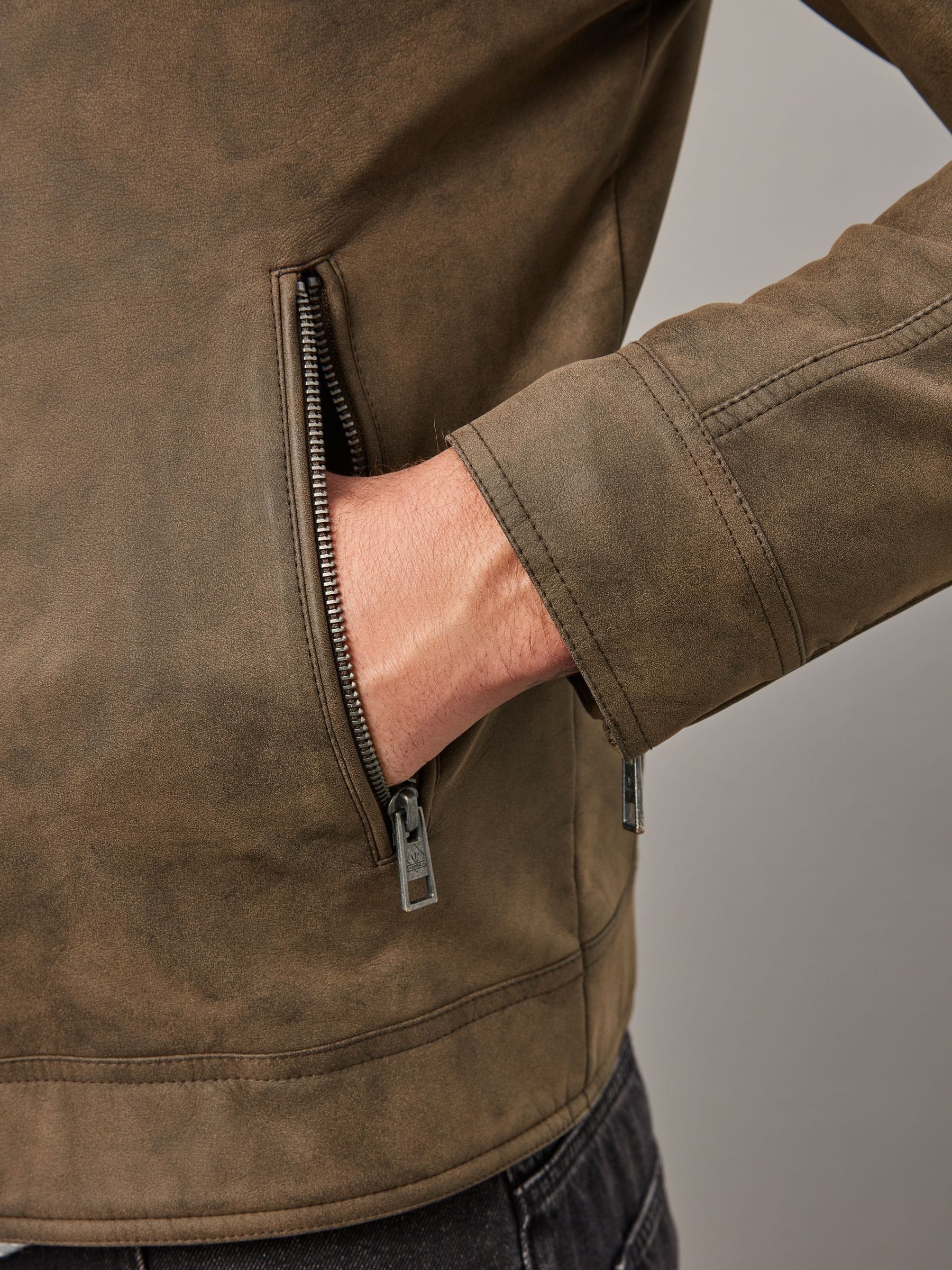 Buy Brown Faux Leather Biker Jacket from Next Norway