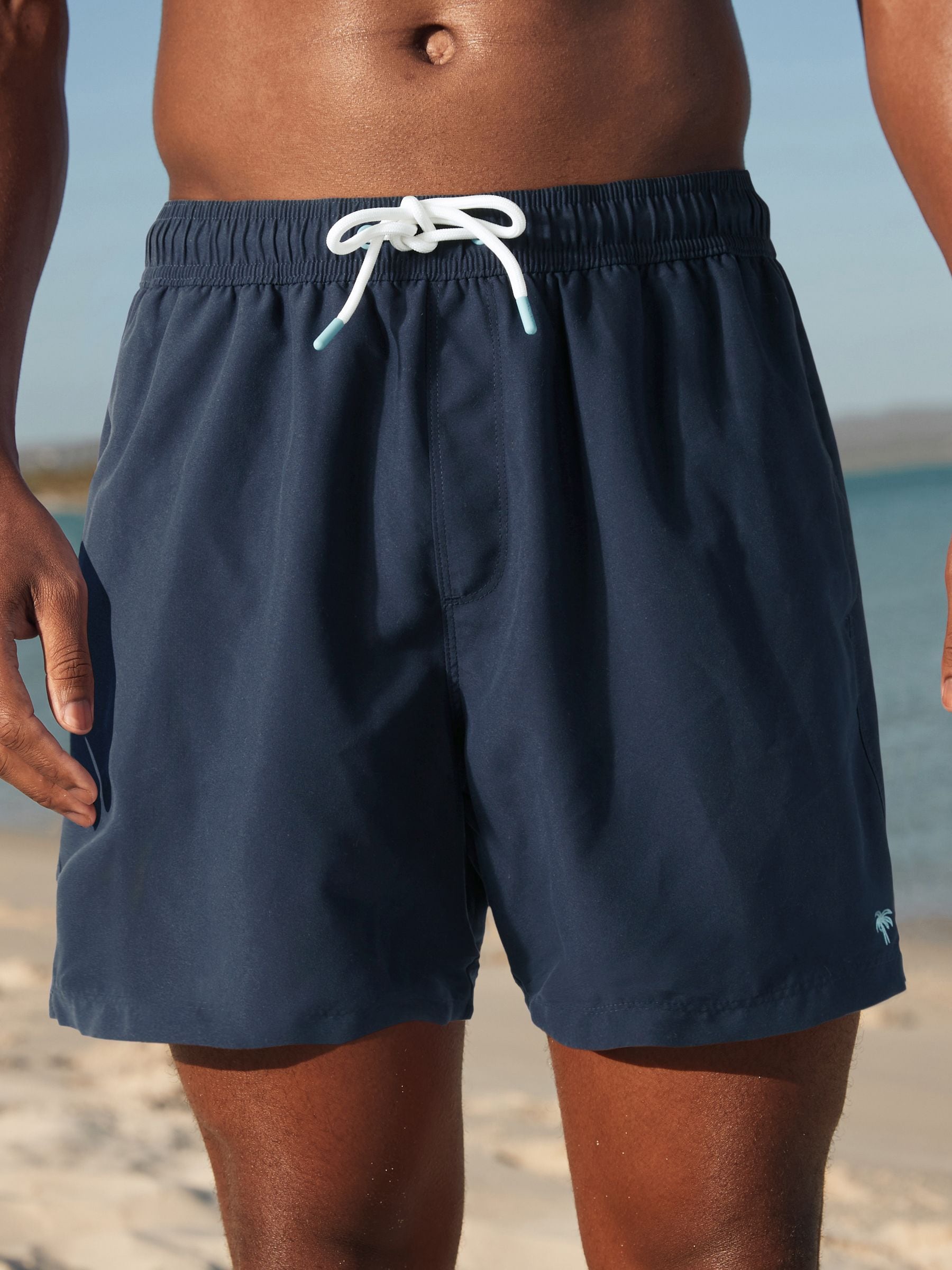 Buy Navy Blue Palm Logo Essential Swim Shorts from Next USA