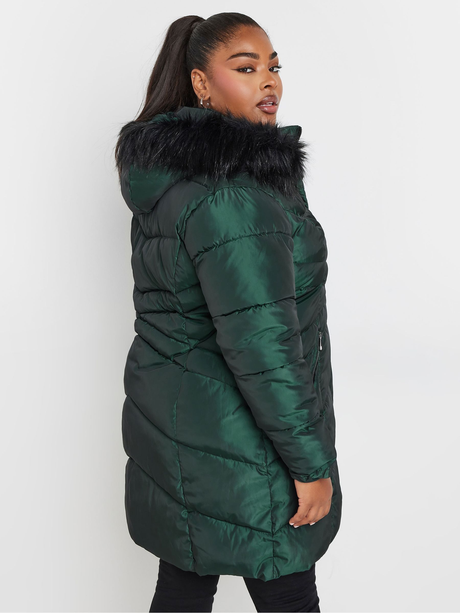 Buy Yours Curve Green Midi Padded Puffer Coat from Next USA
