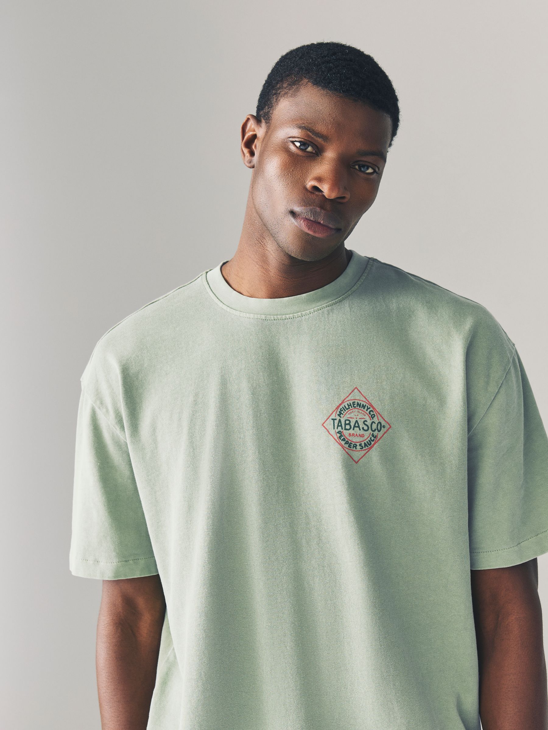 Buy Green Wash Tabasco Licence Graphic 100% Cotton T-Shirt from